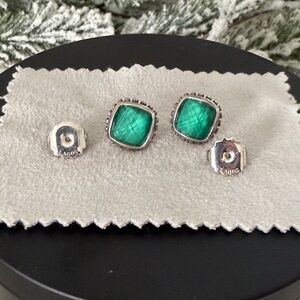 LAGOS Sterling Silver Maya Malachite Doublet Square Stud Earrings